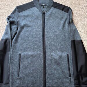 Theory Thadd Merino Wool Mixed-Media Zip Bomber Jacket in Grey, Size XS